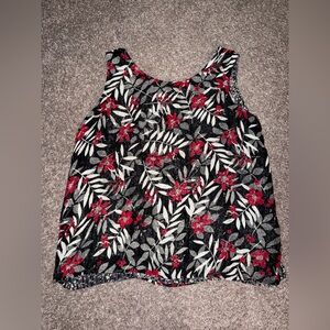 Reversible tank top! Floral Sleeveless Top with Red and Black Pattern
